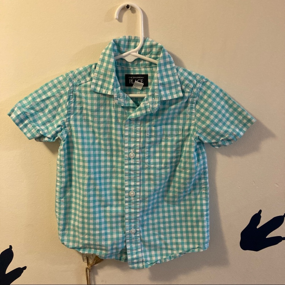 The Children’s Place Toddler Boy Checkered Button Down Short Sleeve Size 2T